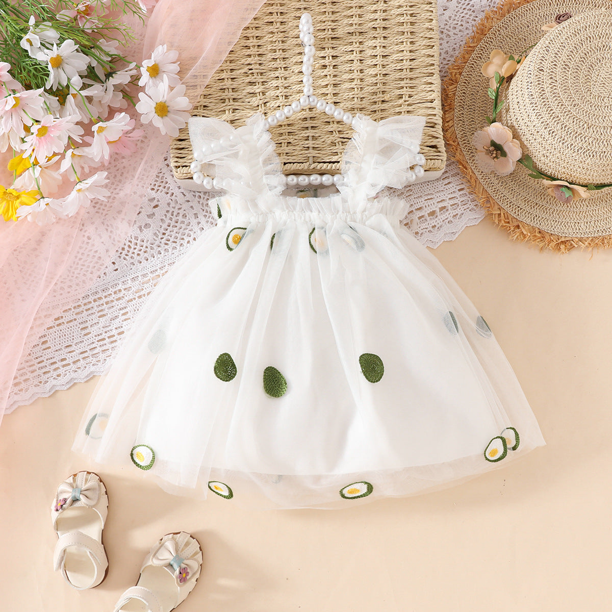 Vestido Infantil Tul Frutas