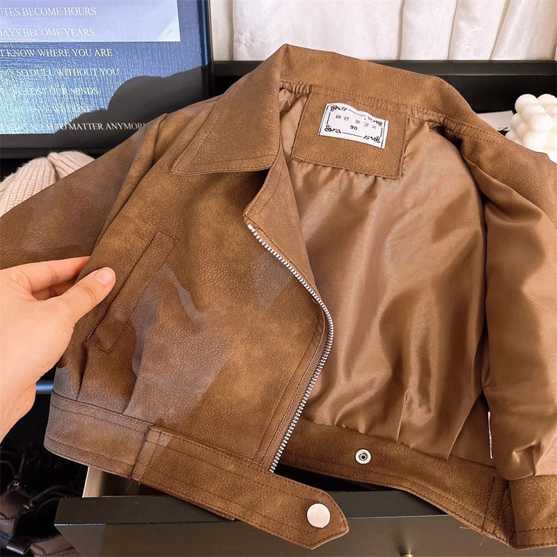 Chaqueta Infantil Con Botones Color Caramelo