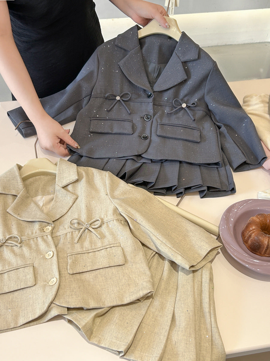 Conjunto de Traje Infantil con Lazos para Niñas