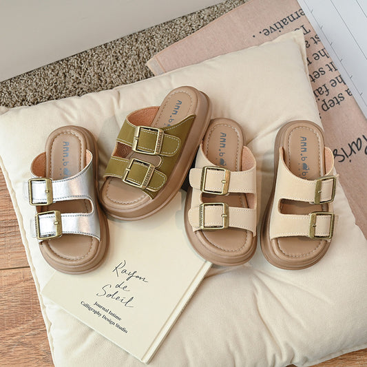 Sandalia Infantil Mujer con Doble Cinturón