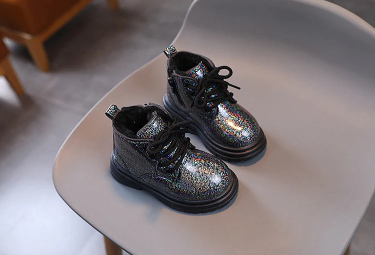 Bota Infantil Peluda Brillante Mujer