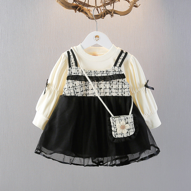 Vestido infantil de tul y tweed