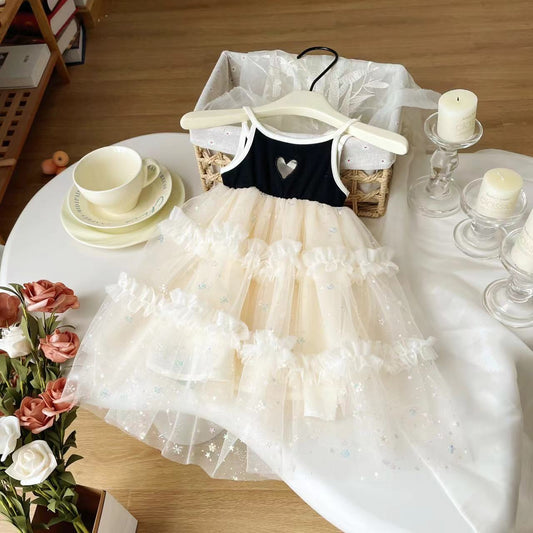 Vestido Infantil Corazón y Tul Estrellas