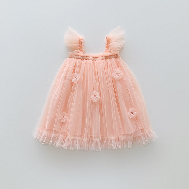Vestido Infantil de Tul con Flores