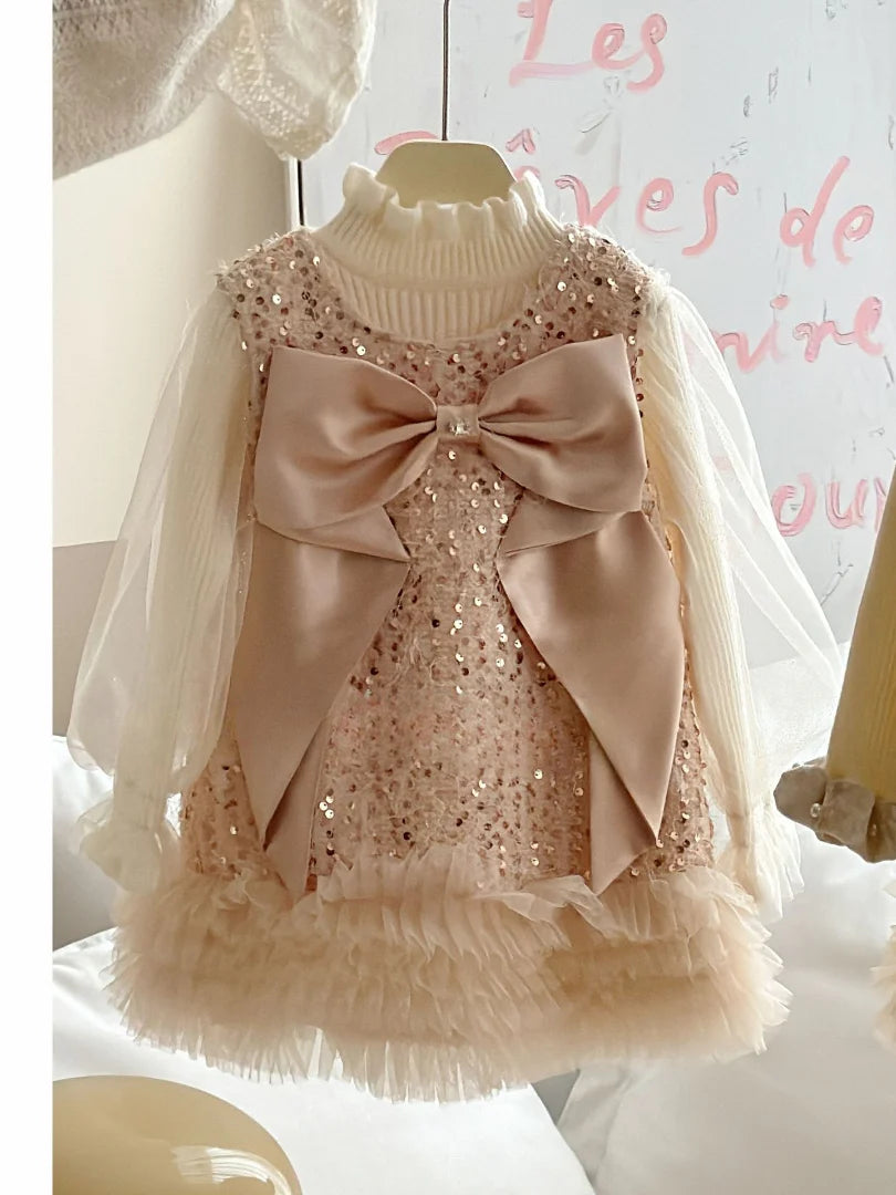 Conjunto infantil Vestido brillante + Blusa