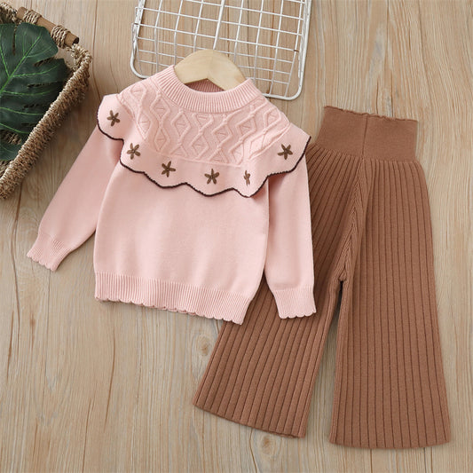 Conjunto de punto de estrella y pantalón para niños