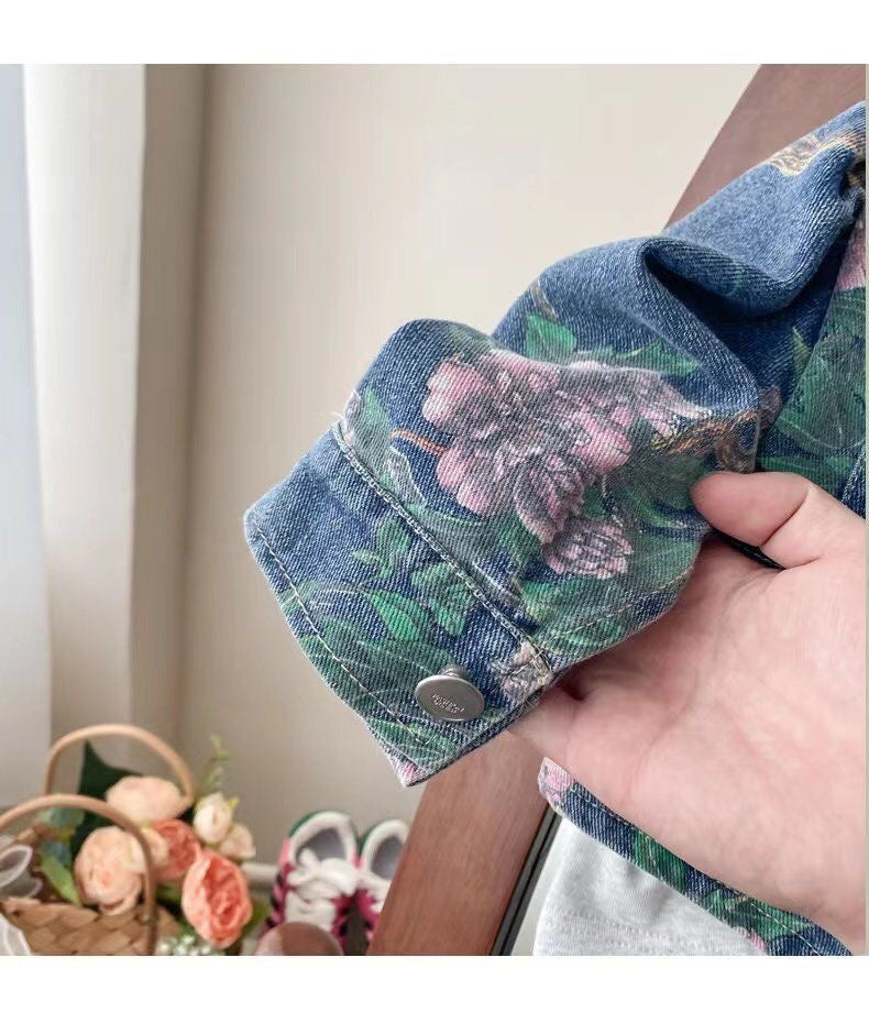 Conjunto de Jeans con Estampado Floral para Niña