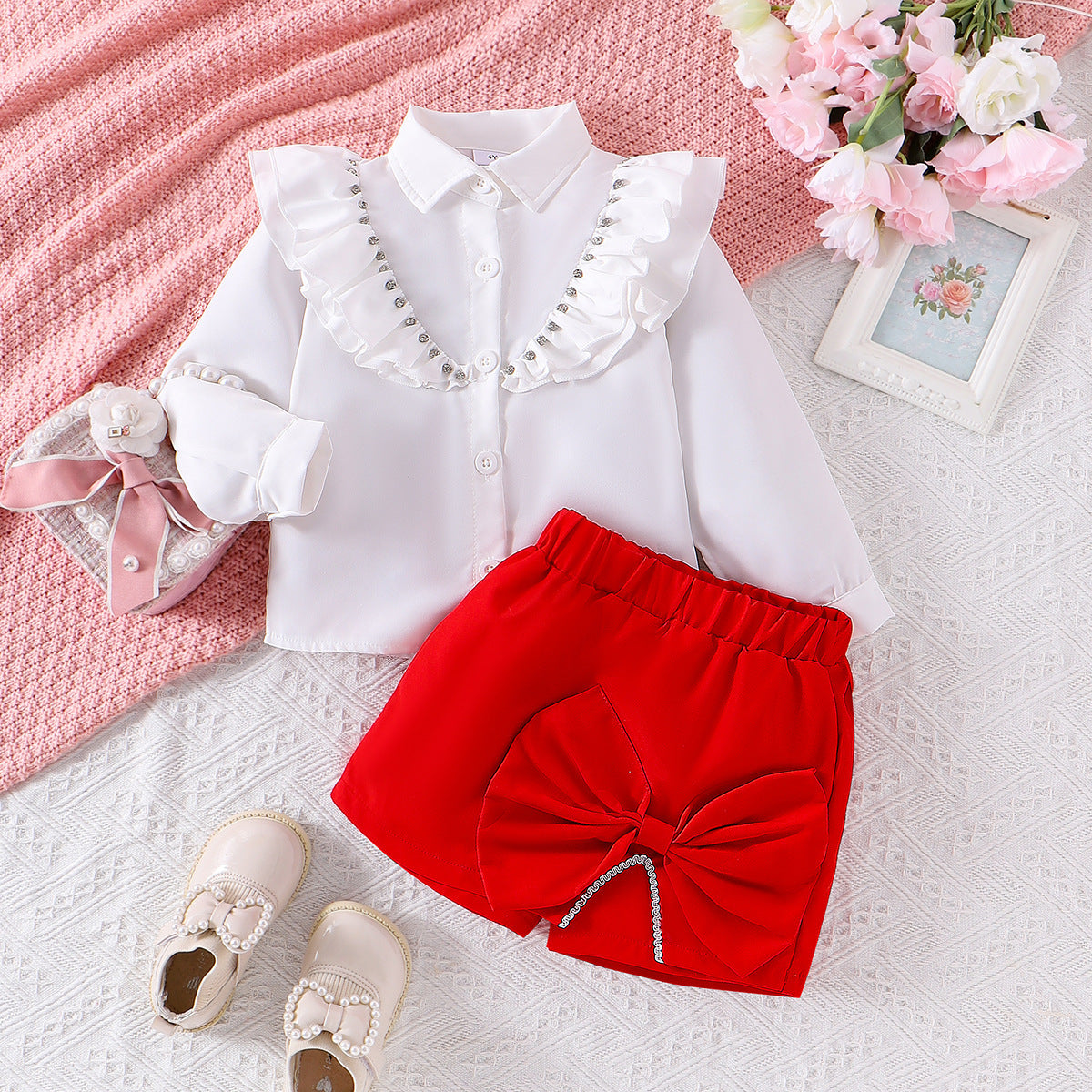 Conjunto de lazo con purpurina para niña