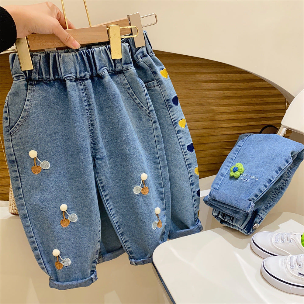 Pantalones Infantiles Flores y Corazoncitos