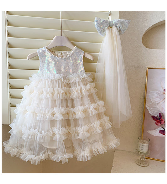 Vestido Infantil de Tul Brillante