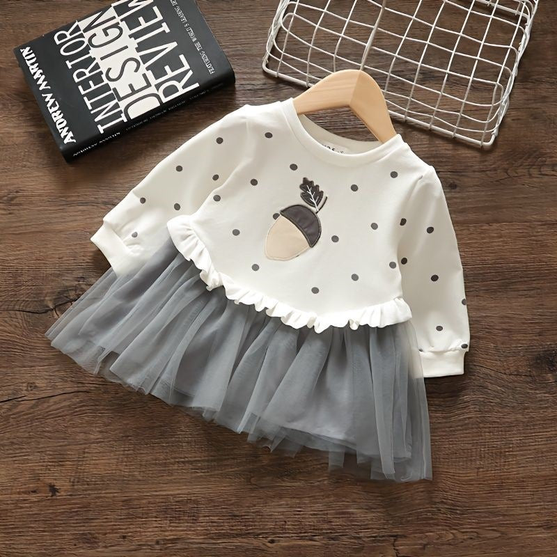 Vestido Infantil con Frutas y Tul