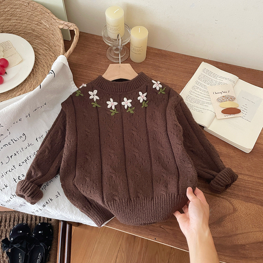 Blusa de Niña con Flores de Punto