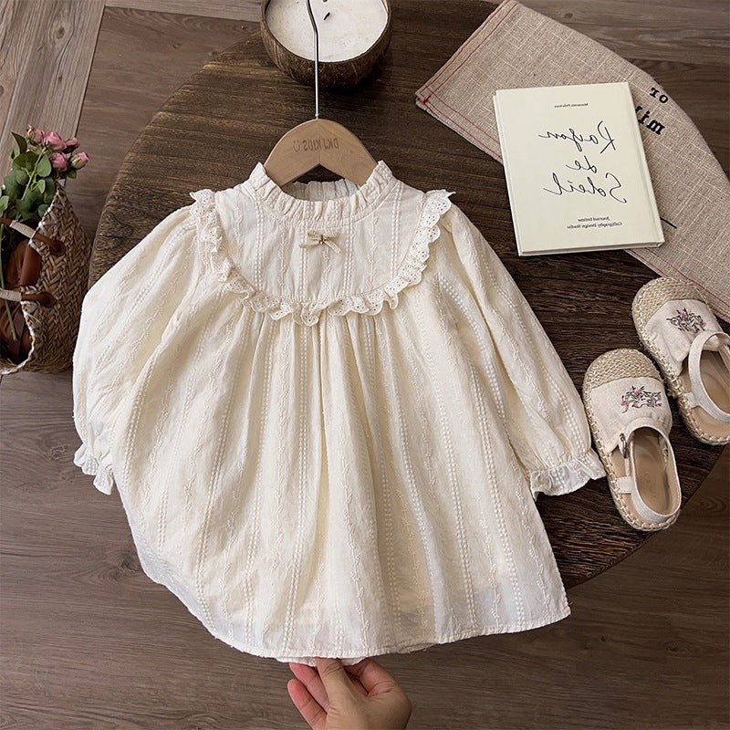 Vestido Infantil con Lazo y Botones