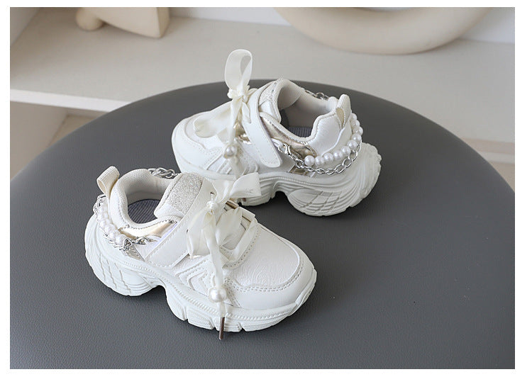 Zapatillas de Niña con Purpurina y Perlas