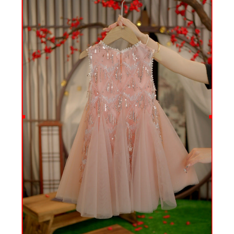 Vestido Infantil de Tul Brillante