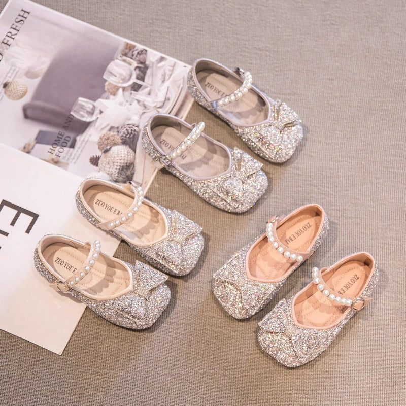 Zapatos Infantiles Brillantes y Perlas