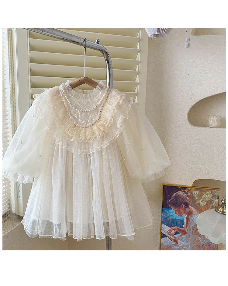Vestido Infantil Tul Encaje y Glitter
