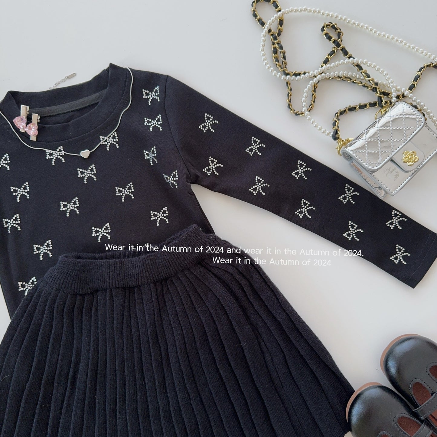 Blusa infantil para niña con lazos brillantes