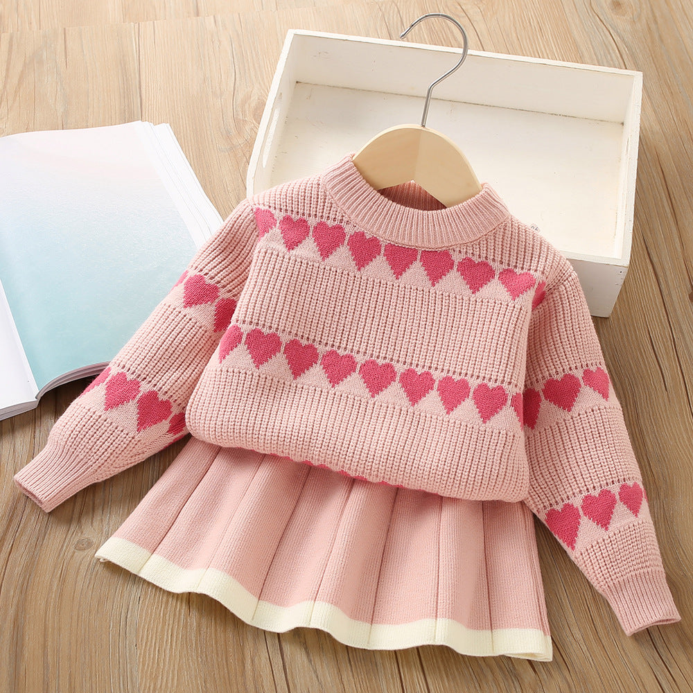 Conjunto infantil Corazones de punto para mujer
