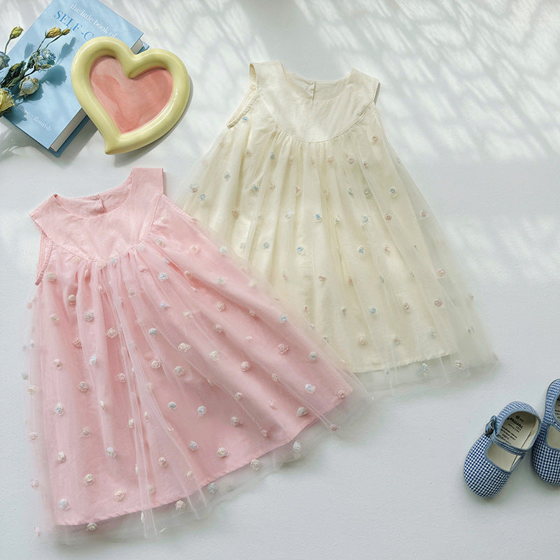 Vestido Infantil con Flores Bordadas