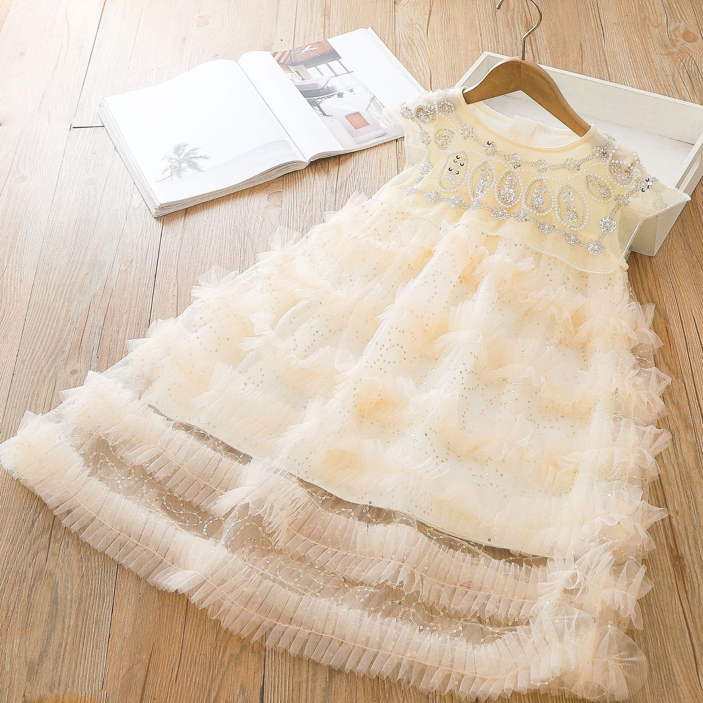 Vestido infantil de tul brillante