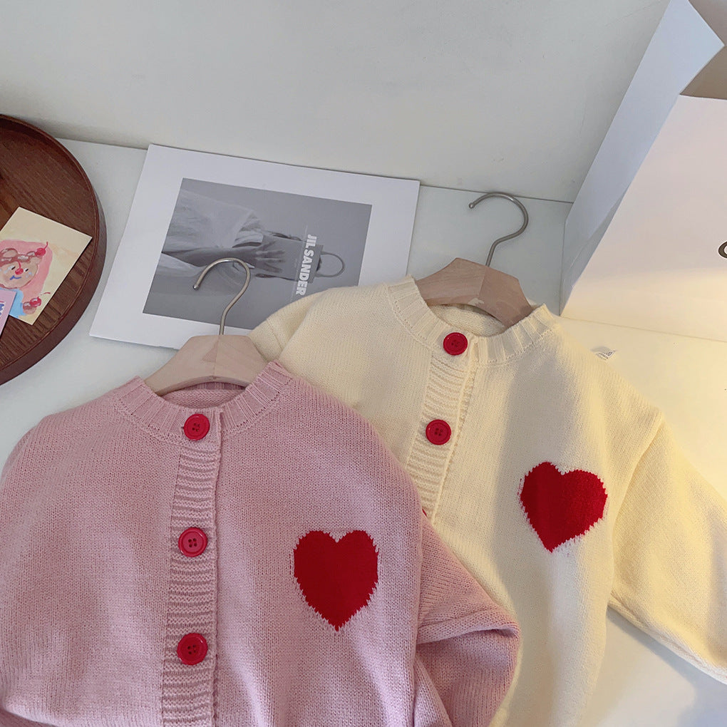 Abrigo de Punto con Forma de Corazón para Niña