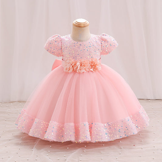 Vestido Infantil Flores Brillantes