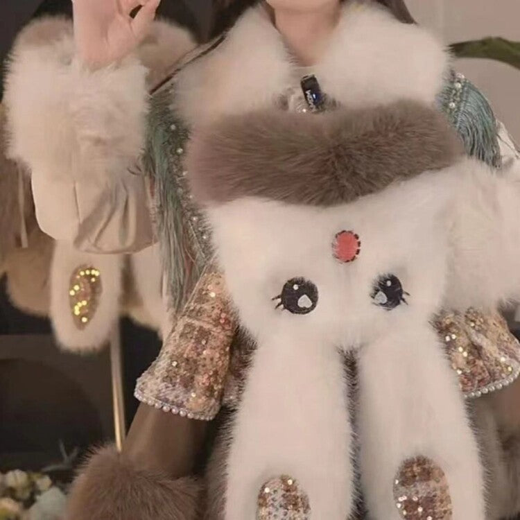 Abrigo infantil de piel de conejo y tuwwed