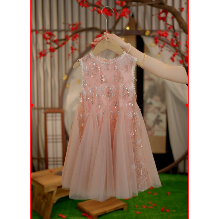Vestido Infantil de Tul Brillante