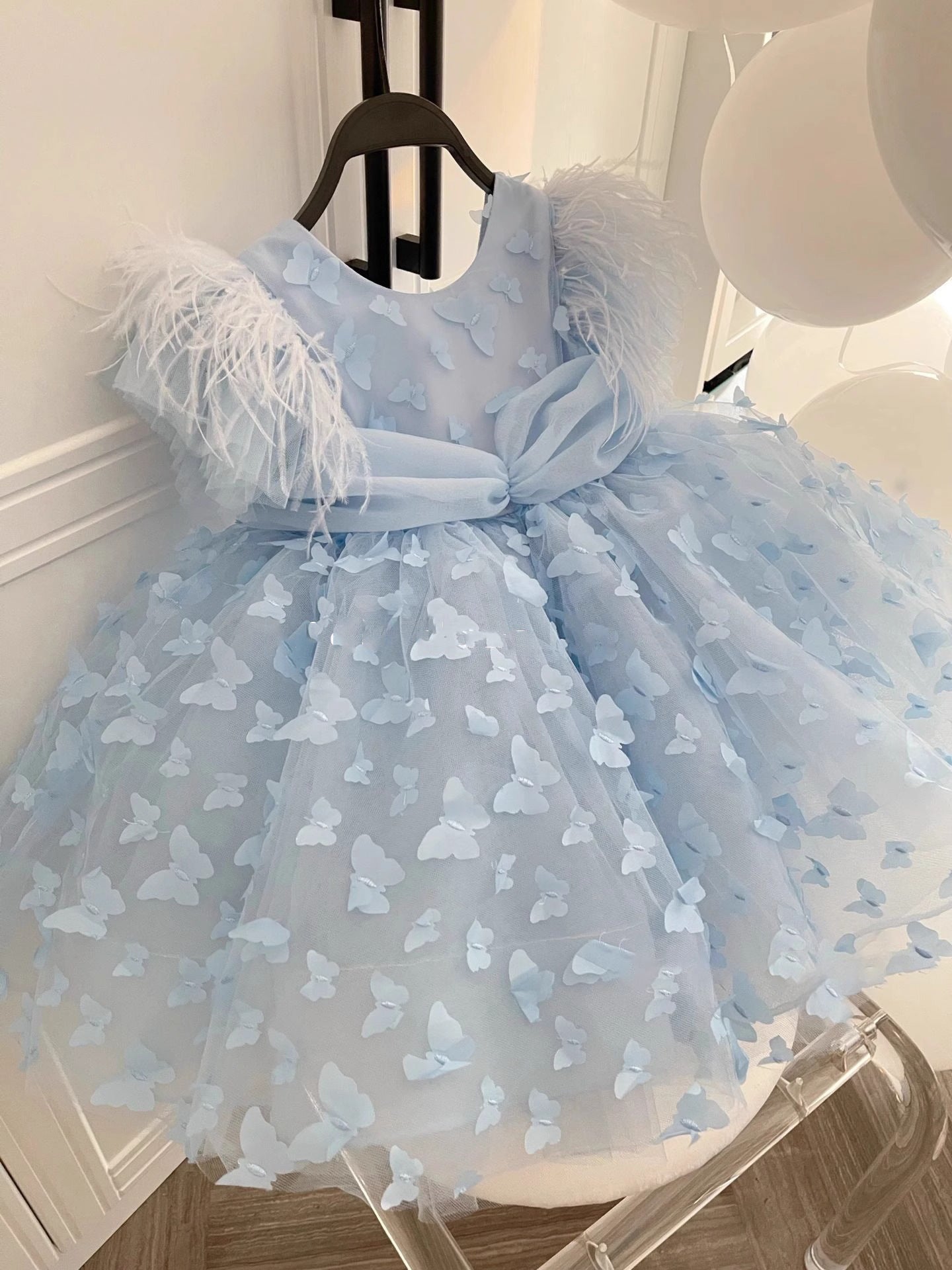 Vestido Infantil Mariposa Azul