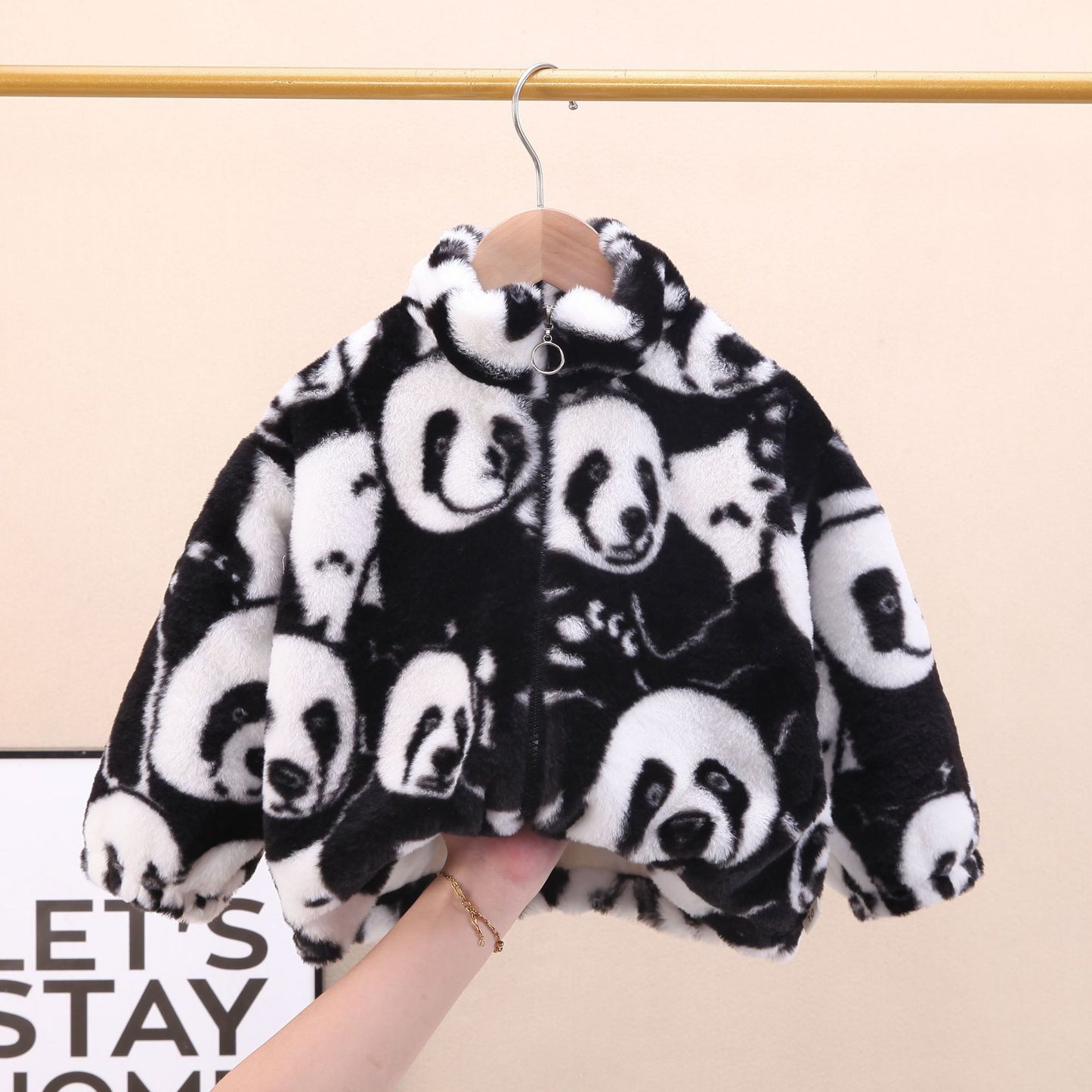 Abrigo infantil de panda de peluche