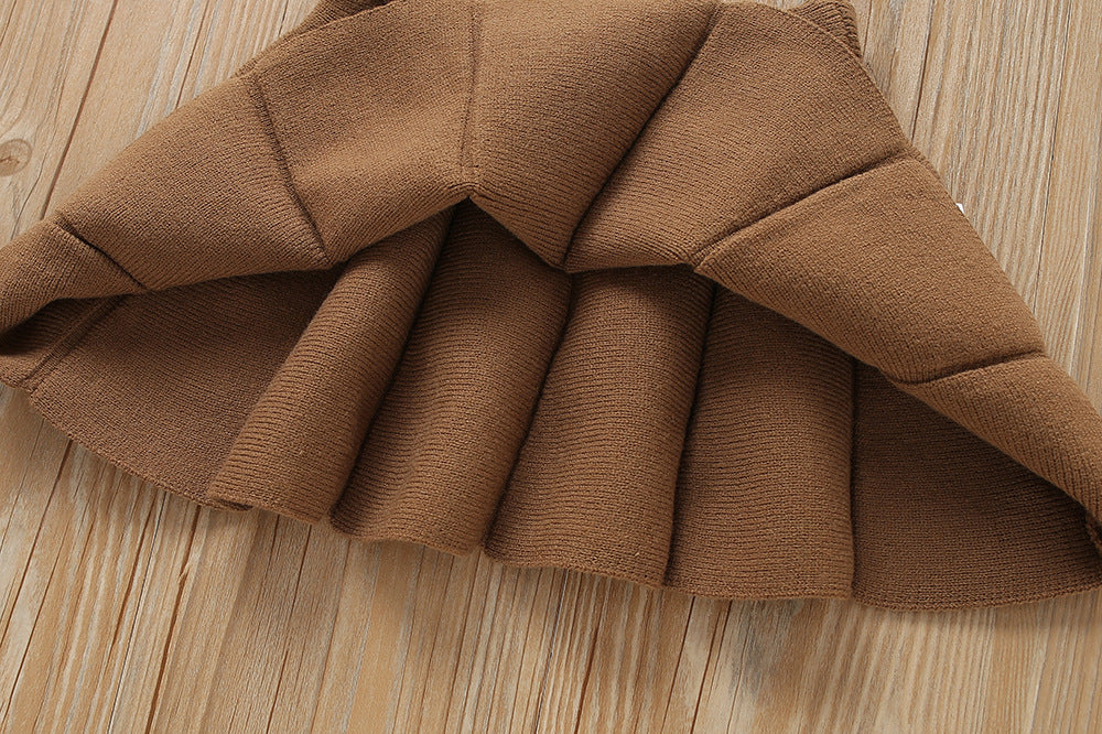 Conjunto infantil de mujer tejido de flores plisadas