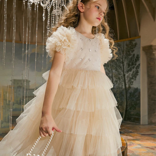 Vestido Infantil de Tul con Pedrería