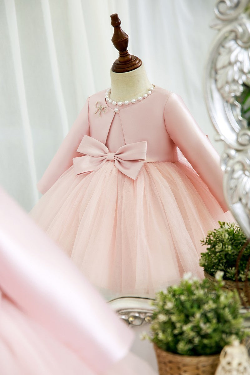 Vestido de Fiesta Infantil Lazo y Perlas