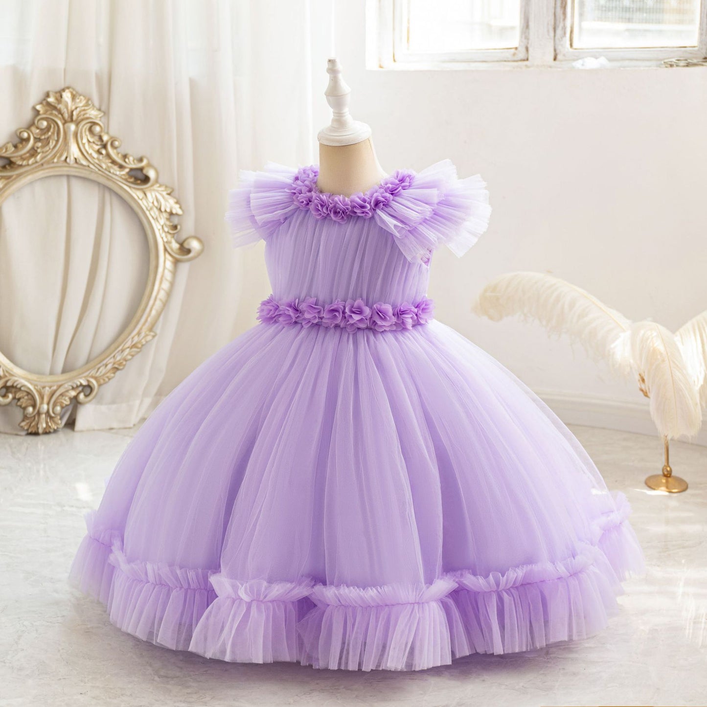 Vestido de Fiesta Infantil Tul Flores