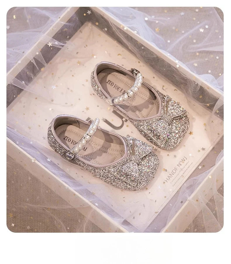 Zapatos Infantiles Brillantes y Perlas