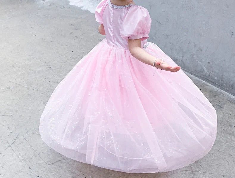 Vestido de Princesa Rosa Con Purpurina