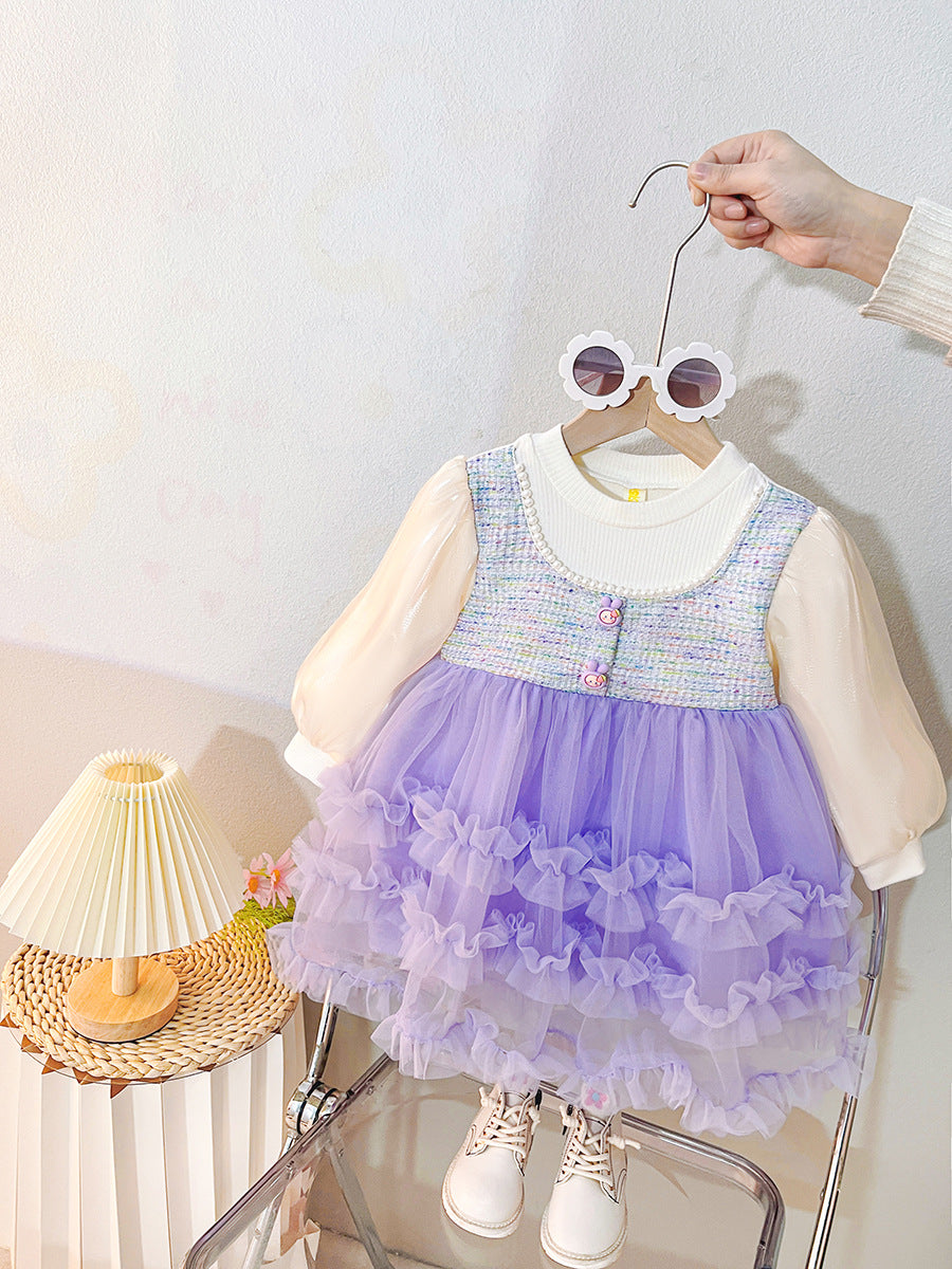 Vestido infantil de tweed y tul
