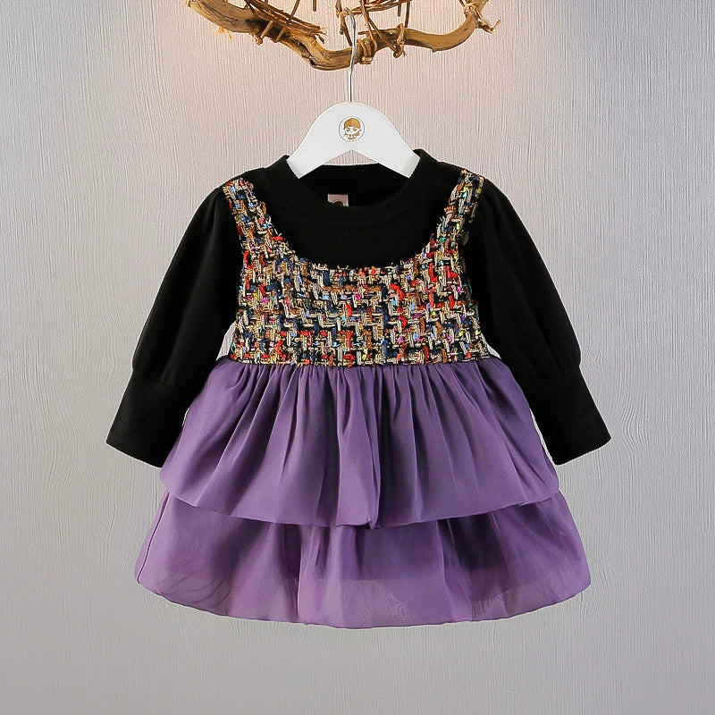 Vestido infantil de tul y tweed