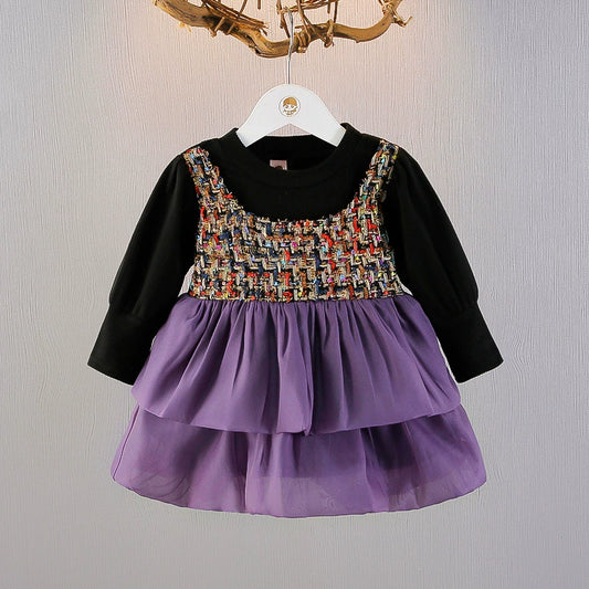Vestido infantil de tul y tweed