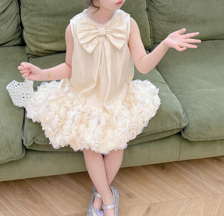 Vestido Infantil Flores y Lazo