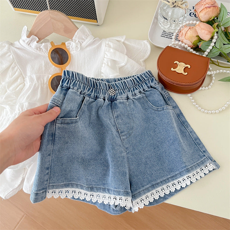 Conjunto Infantil Blusa + Bermudas Jeans