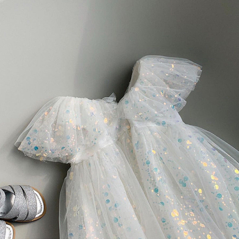 Vestido Infantil Blanco Brillante