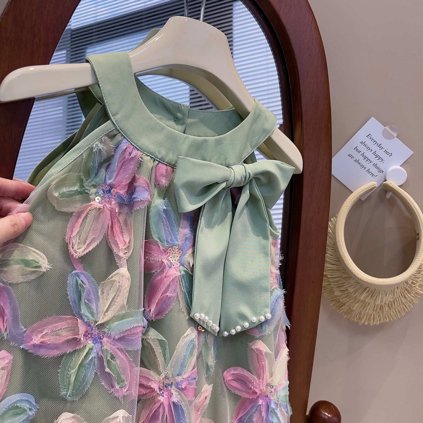 Vestido Infantil Mujer Flores y Lazo
