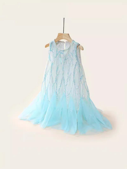 Vestido Infantil Azul Brillante