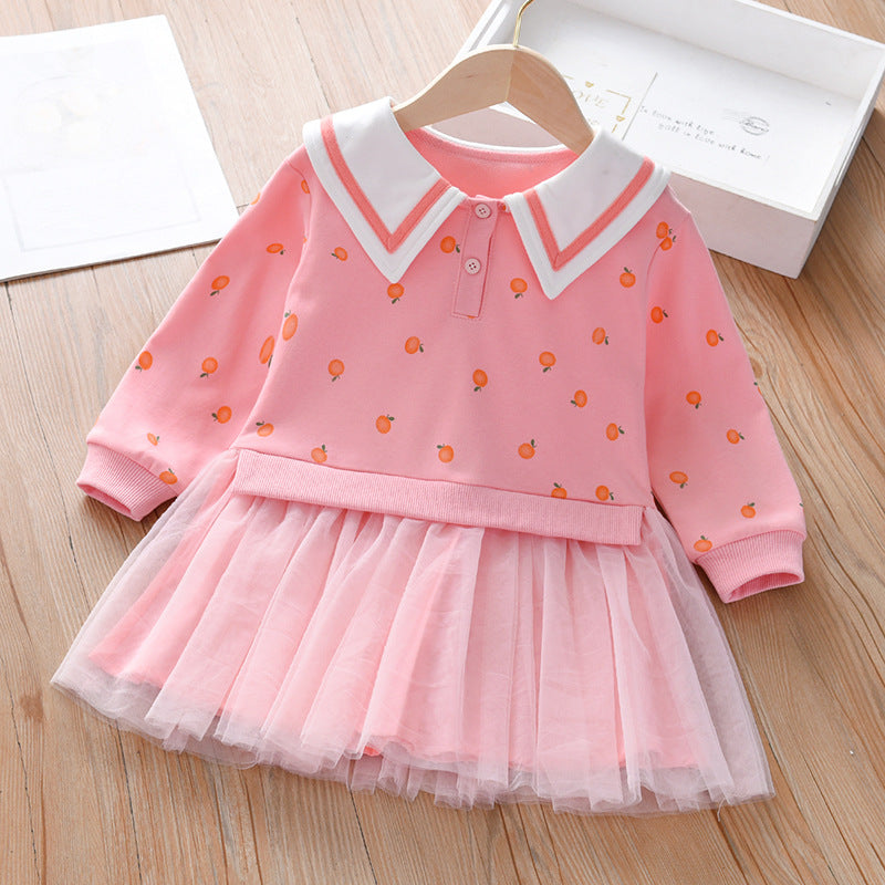 Vestido infantil de tul con frutas para mujer