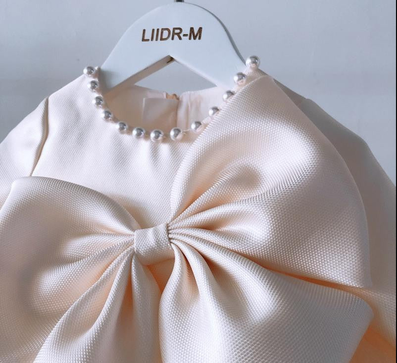 Vestido de Fiesta Infantil Perlas y Lazo