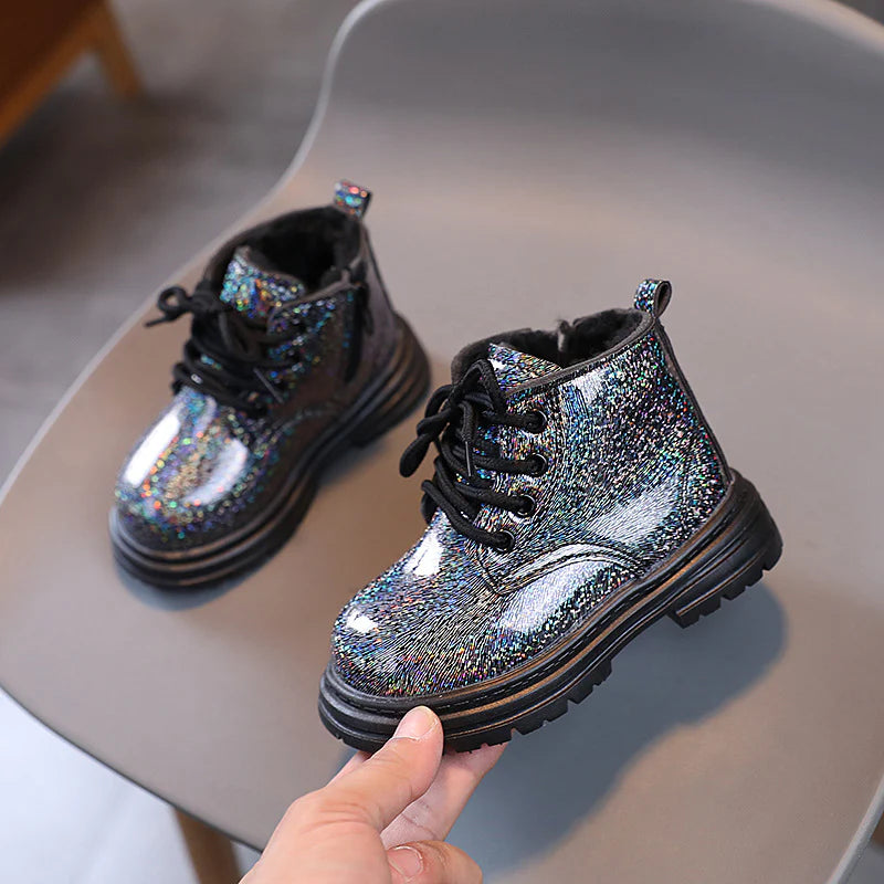 Bota Infantil Peluda Brillante Mujer