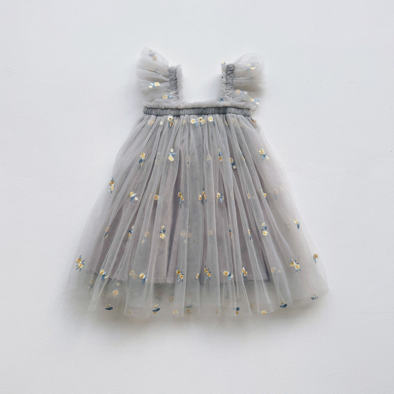 Vestido Infantil de Tul con Flores