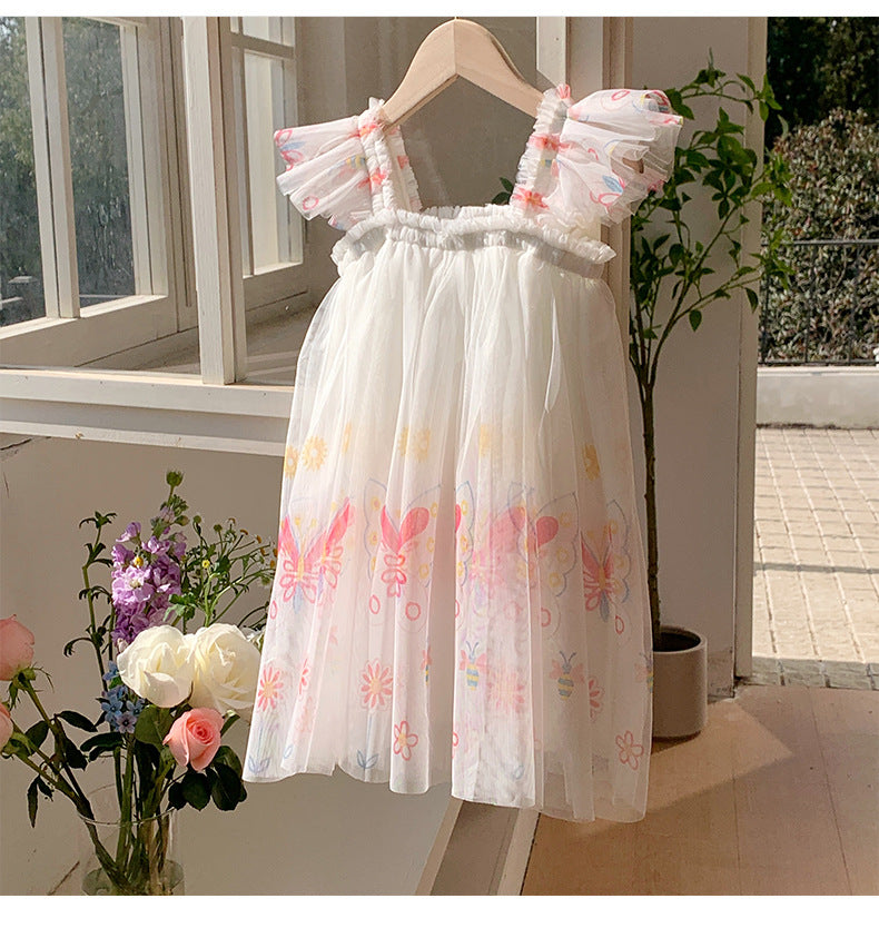 Vestido infantil de tul con pequeñas flores